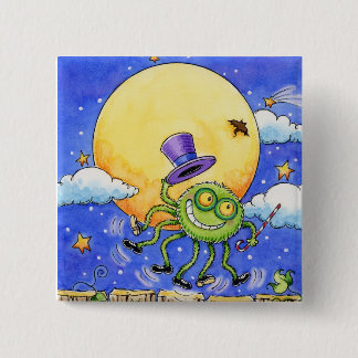 Badge Carré 5 Cm Bouton d'araignée de Halloween