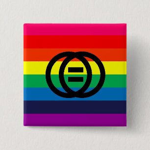 Badge Carré 5 Cm Bouton d'arc-en-ciel d'égalité de mariage