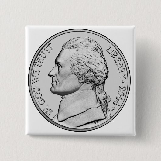 Badge Carré 5 Cm Bouton d'argent (Devant)