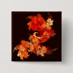 Badge Carré 5 Cm Bouton d'art Abstrait Dancing Firebirds (carré)