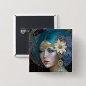 Badge Carré 5 Cm Bouton d'art de la déesse Imaginaire (Devant & derrière)