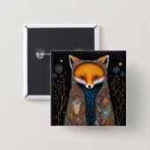 Badge Carré 5 Cm Bouton d'art Imaginaire en bois de renard lunaire (Devant & derrière)