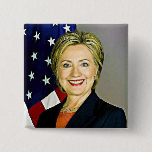 Badge Carré 5 Cm Bouton d'Art numérique Hilary Clinton Memorabilia