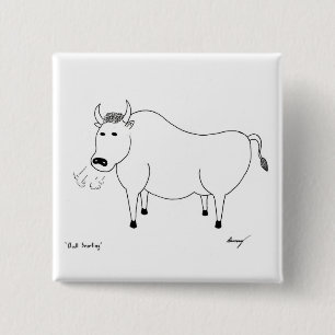 Badge Carré 5 Cm Bouton d'art populaire Bull