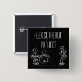 Badge Carré 5 Cm Bouton d'asp (Devant & derrière)