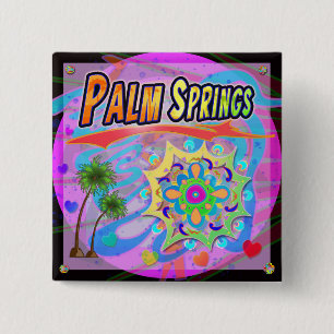Badge Carré 5 Cm Bouton d'avancement réel Palm Springs