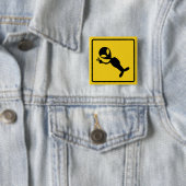 Badge Carré 5 Cm Bouton d'avertissement de l'Alien (En situation)