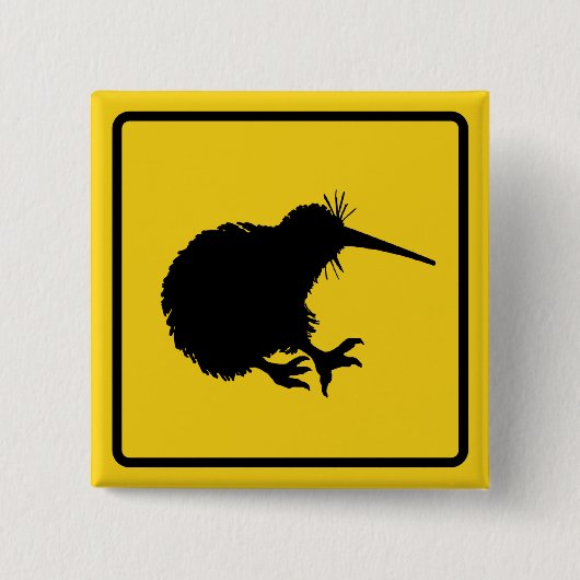 Badge Carré 5 Cm Bouton d'avertissement Kiwi (Devant)