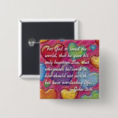 Badge Carré 5 Cm Bouton de 3h16 de John (Devant & derrière)