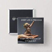 Badge Carré 5 Cm BOUTON de BabyinHand, la FOCA d'ARRÊT (Devant & derrière)