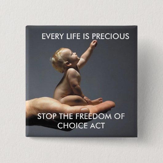 Badge Carré 5 Cm BOUTON de BabyinHand, la FOCA d'ARRÊT (Devant)