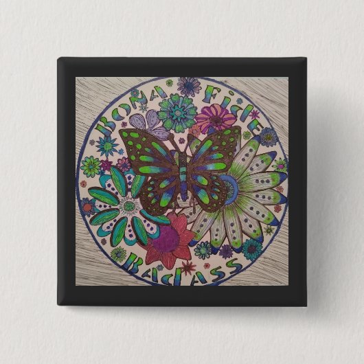 Badge Carré 5 Cm Bouton de badass Bona Fide (Devant)