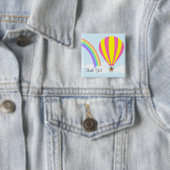 Badge Carré 5 Cm Bouton de ballon à air chaud - Arrière - plan bleu (En situation)