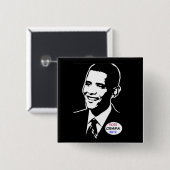 Badge Carré 5 Cm Bouton de Barack Obama (Devant & derrière)