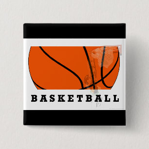 Badge Carré 5 Cm Bouton de basket-ball