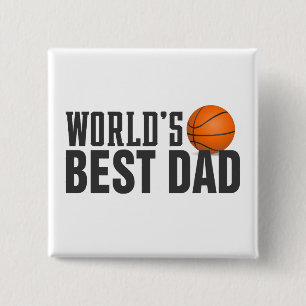 Badge Carré 5 Cm Bouton de basket-ball du meilleur papa typographie