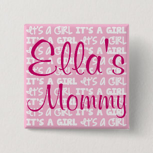 Badge Carré 5 Cm Bouton de bébé c'est une fille !