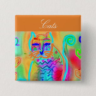 Badge Carré 5 Cm Bouton de bijouterie Tout le chats