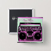 Badge Carré 5 Cm bouton de boombox (Devant & derrière)