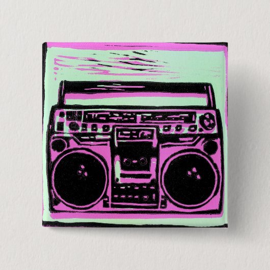 Badge Carré 5 Cm bouton de boombox (Devant)