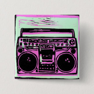 Badge Carré 5 Cm bouton de boombox