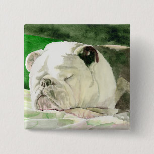 Badge Carré 5 Cm Bouton de bouledogue de sommeil