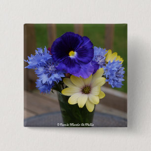 Badge Carré 5 Cm Bouton de bouquet de fleur