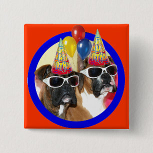 Badge Carré 5 Cm Bouton de boxeurs de joyeux anniversaire