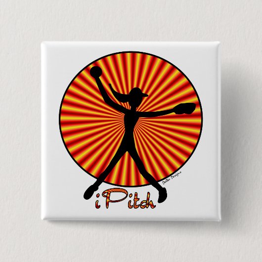 Badge Carré 5 Cm Bouton de broc du base-ball de Fastpitch (Devant)