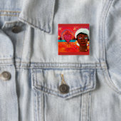 Badge Carré 5 Cm Bouton de Brujas (En situation)
