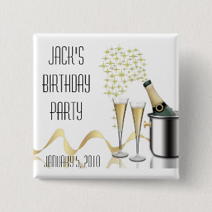 Badge Carré 5 Cm Bouton de cadeau d'anniversaire