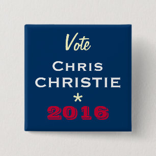 Badge Carré 5 Cm Bouton de campagne de CHRISTIE 2016 de Chris de