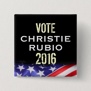 Badge Carré 5 Cm Bouton de campagne de Christie Rubio 2016 (carré)