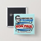 Badge Carré 5 Cm Bouton de campagne de Ron Paul (Devant & derrière)