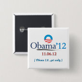 Badge Carré 5 Cm Bouton de campagne d'Obama 2012 (Devant & derrière)