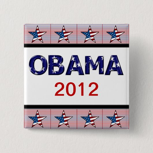 BADGE CARRÉ 5 CM BOUTON DE CAMPAGNE D'OBAMA 2012 (Devant)