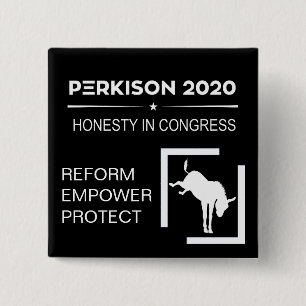 Badge Carré 5 Cm Bouton de campagne pour Perkison 2020
