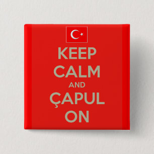 Badge Carré 5 Cm Bouton de Capulcu - gardez le calme et le Capul