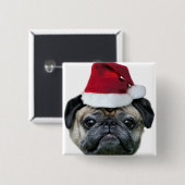 Badge Carré 5 Cm Bouton de carlin de Noël (Devant & derrière)