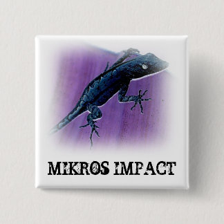 BADGE CARRÉ 5 CM BOUTON DE CARRÉ DE LÉZARD D'IMPACT DE MIKROS
