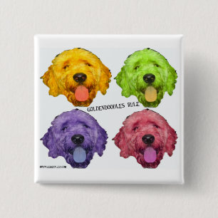 Badge Carré 5 Cm Bouton de carré de règle de Goldendoodles