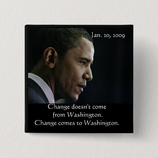 Badge Carré 5 Cm Bouton de changement de Barack Obama (Devant)
