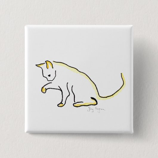 Badge Carré 5 Cm Bouton de chat (Devant)