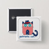 Badge Carré 5 Cm Bouton de chat patriotique (Devant & derrière)