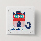 Badge Carré 5 Cm Bouton de chat patriotique (Devant)