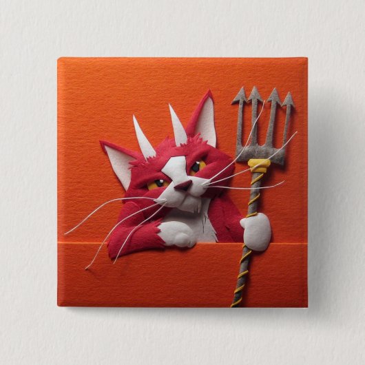 Badge Carré 5 Cm Bouton de chaton de diable (Devant)