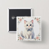 Badge Carré 5 Cm bouton de chaton mignon (Devant & derrière)