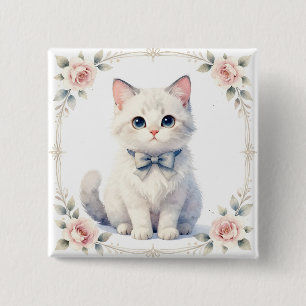 Badge Carré 5 Cm bouton de chaton mignon