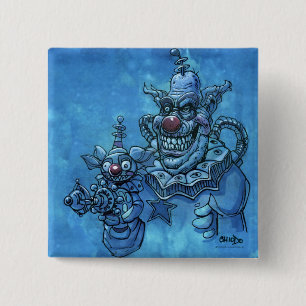 Badge Carré 5 Cm Bouton de Chiodo Klownz