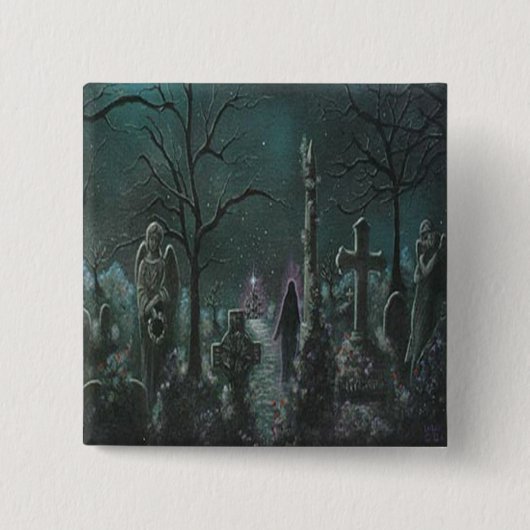 Badge Carré 5 Cm Bouton de cimetière fantôme (Devant)